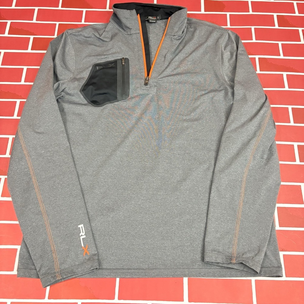 RLX Ralph Lauren Pullover Mens L Gray 1/4 Zip Golf Performance Long Sleeve